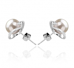 8-9mm di Perle Acqua Dolce Orecchini en Eva Bianco