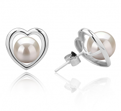 8-9mm di Perle Acqua Dolce Orecchini en Kimberly-cuore Bianco