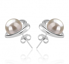 8-9mm di Perle Acqua Dolce Orecchini en Kimberly-cuore Bianco