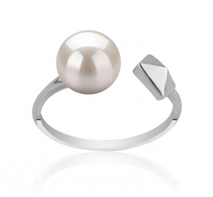 7-8mm di Perle Acqua Dolce Anello en Alma Bianco