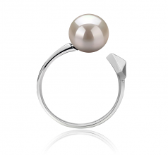 7-8mm di Perle Acqua Dolce Anello en Alma Bianco