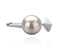 7-8mm di Perle Acqua Dolce Anello en Alma Bianco