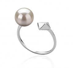 7-8mm di Perle Acqua Dolce Anello en Alma Bianco