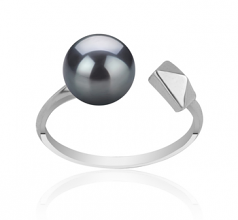 7-8mm di Perle Acqua Dolce Anello en Alma Nero