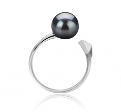 7-8mm di Perle Acqua Dolce Anello en Alma Nero