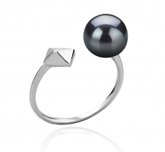 7-8mm di Perle Acqua Dolce Anello en Alma Nero