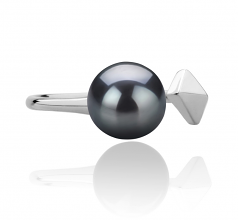 7-8mm di Perle Acqua Dolce Anello en Alma Nero