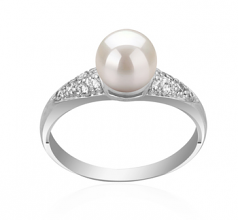 6-7mm di Perle Acqua Dolce Anello en Cristy Bianco