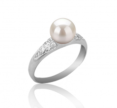 6-7mm di Perle Acqua Dolce Anello en Cristy Bianco