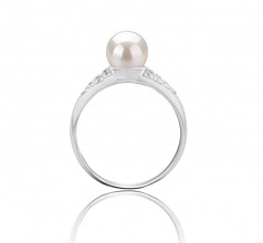 6-7mm di Perle Acqua Dolce Anello en Cristy Bianco