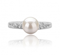 6-7mm di Perle Acqua Dolce Anello en Cristy Bianco