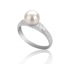 6-7mm di Perle Acqua Dolce Anello en Cristy Bianco