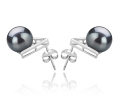 8-9mm di Perle Acqua Dolce Orecchini en Africa Nero