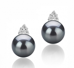 8-9mm di Perle Acqua Dolce Orecchini en Evelyn Nero