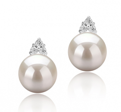 8-9mm di Perle Acqua Dolce Orecchini en Evelyn Bianco