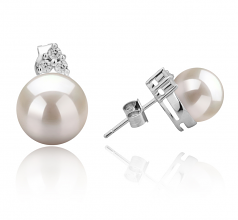 8-9mm di Perle Acqua Dolce Orecchini en Evelyn Bianco