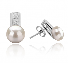 8-9mm di Perle Acqua Dolce Orecchini en Alina Bianco