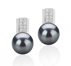 8-9mm di Perle Acqua Dolce Orecchini en Alina Nero