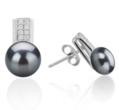 8-9mm di Perle Acqua Dolce Orecchini en Alina Nero