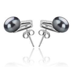 8-9mm di Perle Acqua Dolce Orecchini en Alina Nero