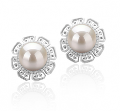 9-10mm di Perle Acqua Dolce Orecchini en Leonie Bianco