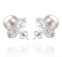 9-10mm di Perle Acqua Dolce Orecchini en Leonie Bianco