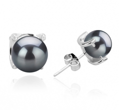7-8mm di Perle Acqua Dolce Orecchini en Britt Nero