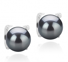 7-8mm di Perle Acqua Dolce Orecchini en Britt Nero