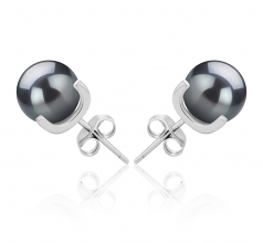 7-8mm di Perle Acqua Dolce Orecchini en Britt Nero
