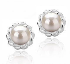 8-9mm di Perle Acqua Dolce Orecchini en Bessie Bianco