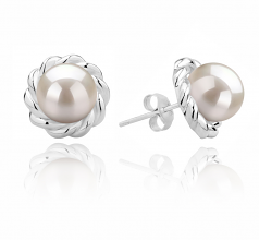 8-9mm di Perle Acqua Dolce Orecchini en Bessie Bianco
