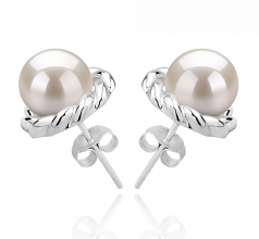 8-9mm di Perle Acqua Dolce Orecchini en Bessie Bianco