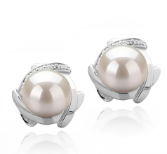 8-9mm di Perle Acqua Dolce Orecchini en Alba Bianco
