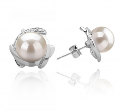 8-9mm di Perle Acqua Dolce Orecchini en Alba Bianco