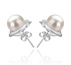 8-9mm di Perle Acqua Dolce Orecchini en Alba Bianco