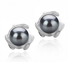 8-9mm di Perle Acqua Dolce Orecchini en Alba Nero