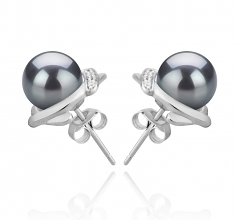 8-9mm di Perle Acqua Dolce Orecchini en Alba Nero