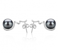 8-9mm di Perle Acqua Dolce Orecchini en Lolita Nero