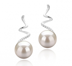 8-9mm di Perle Acqua Dolce Orecchini en Lolita Bianco