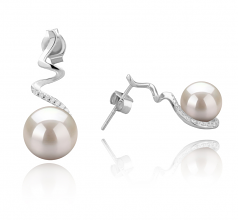 8-9mm di Perle Acqua Dolce Orecchini en Lolita Bianco