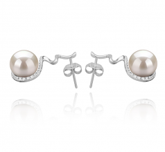 8-9mm di Perle Acqua Dolce Orecchini en Lolita Bianco