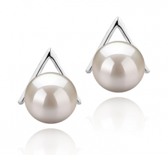 8-9mm di Perle Acqua Dolce Orecchini en Africa Bianco