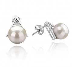 8-9mm di Perle Acqua Dolce Orecchini en Africa Bianco