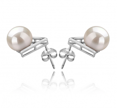 8-9mm di Perle Acqua Dolce Orecchini en Africa Bianco