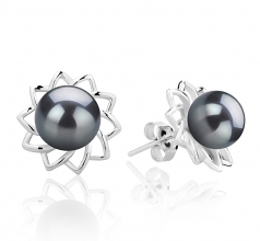 7-8mm di Perle Acqua Dolce Orecchini en Morgan Nero