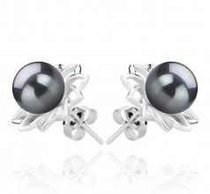 7-8mm di Perle Acqua Dolce Orecchini en Morgan Nero
