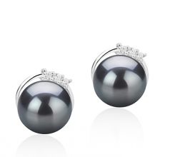 7-8mm di Perle Acqua Dolce Orecchini en Leslie Nero