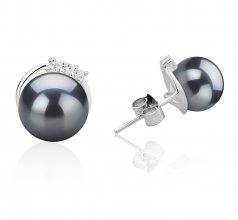 7-8mm di Perle Acqua Dolce Orecchini en Leslie Nero