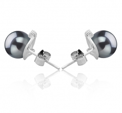 7-8mm di Perle Acqua Dolce Orecchini en Leslie Nero