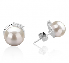 7-8mm di Perle Acqua Dolce Orecchini en Leslie Bianco